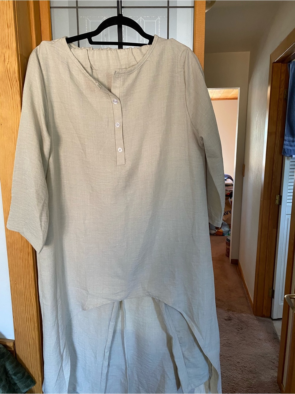 Light Cream Men's Henley Tunic Shirt